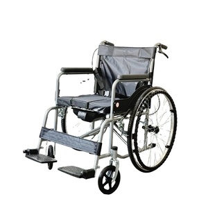 Fauteuil roulant manuel pliable CZY CZY077, léger, pour personnes âgées, siège rembourré, double frein, pneus pleins, usage hospitalier, garantie 1 an - Product Image 1