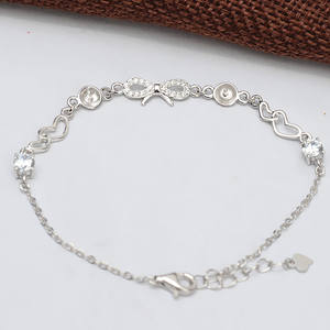 Bracelet en argent S925 avec breloque fine pour femme, bracelet en corde plaqué DIY, nœud papillon, perle, bague à main avec plateau vide, accessoires de bijoux - Product Image 4