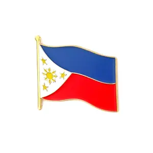 Pembuat Pin Kustom Logam Negara Nasional Bendera Kerah Pin Lencana Murah Kustom Enamel Pin Filipina