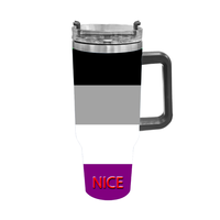 Mug de voyage isotherme en acier inoxydable personnalisé Androgyne Gay Rainbow de 40 oz avec poignée robuste, idéal pour les trajets en véhicule et les pauses thé au bureau