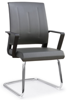 Chaise de bureau ergonomique moderne en cuir PU avec base en aluminium chromé pour la maison, le bureau, l'hôtel, l'école, l'hôpital