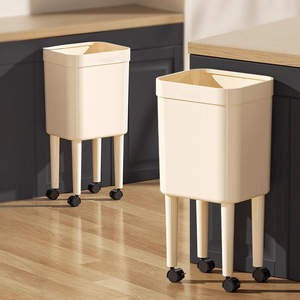 <b>Tall</b> Trash Can With Wheels Rectangular Indoor Waste <b>Bin</b> For Living Room <b>Kitchen</b> Bedroom Bathroom Large Capacity Portable - Product Image 1