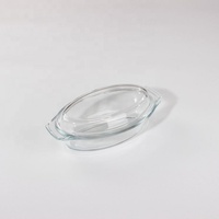Prato de malha de vidro feito sob encomenda 0.7l, pequeno oval feito sob encomenda pyrex vidro com tampa de vidro