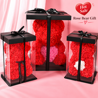 Ours en peluche rose éternelle fait main avec boîte cadeau de luxe, cadeau romantique parfait pour la Saint-Valentin, un mariage, un anniversaire, la fête des mères, décoration