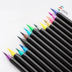 Lot de 24 stylos pinceau populaires en nylon souple à base d'eau et facile à mélanger, pointe feutre véritable pour aquarelle, fournitures de marqueurs d'art