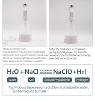 Wopin 500ml Générateur d'hypochlorite de sodium portable de type C tue 99.99% germes non toxiques multi-usages produits chimiques ménagers