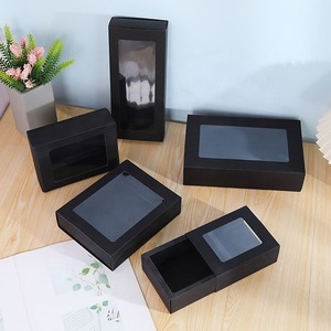 Hộp quà màu đen cửa sổ mở hộp giấy kraft cổ điển trong suốt với Quà Tặng Tay Hộp quà tặng cao cấp - Product Image 3