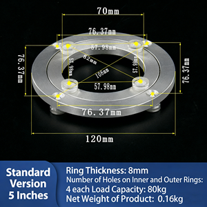 Plato Giratorio YOYOW de 5 Pulgadas y 8 mm, de Aleación de Aluminio, para Mesa de Comedor, Diseño Contemporáneo, Giro Libre de 360 Grados, Bajo Ruido, para Sala de Estar - Product Image 2