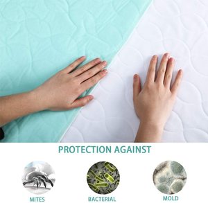Almohadilla de <span class=keywords><strong>cama</strong></span> impermeable al por mayor, almohadilla de incontinencia, absorbente, lavable, reutilizable, con alas - Product Image 5