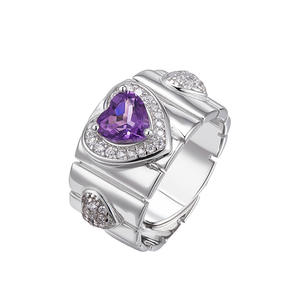 Elegante Anillo de Plata de Ley 925 Brillante con Piedra Preciosa de Amatista Natural - Product Image 4