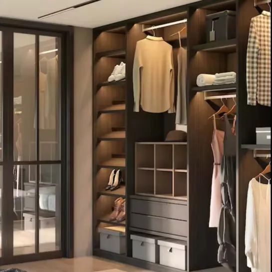 Camminata nell'armadio camera da letto armadio armadio intera casa su misura in cina di alta qualità guardaroba in legno