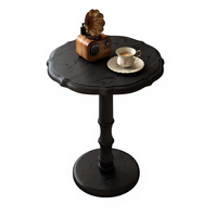 Table basse en bois d'hévéa avec bord incurvé, table d'appoint sur piétement, présentoir décoratif pour boissons, style rétro classique, mobilier de salon pour la maison