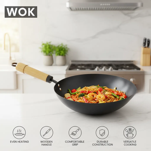 Panela <span class=keywords><strong>Wok</strong></span> Chinesa de Aço Carbono Antiaderente, Design Moderno, Versátil e Ecológica para Atacado - Product Image 3