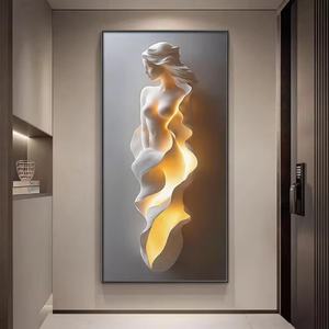 Arte Murale in Porcellana Cristallina con <span class=keywords><strong>Ritratto</strong></span> <span class=keywords><strong>Astratto</strong></span> di Lusso, Cornice in Alluminio, Luce LED a Risparmio Energetico ed Ecologica, Stampa UV - Product Image 1