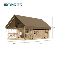 Tentes de glamping de luxe imperméables en toile de 45 m² à deux étages pour hôtels, complexes hôteliers et safaris africains, avec salle de bain et loft