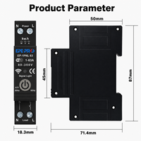 Disjoncteur intelligent WiFi 1-63A AC 80-300V à montage sur rail DIN avec compteur de puissance, surveillance de l'énergie, contrôle à distance Tuya et fonction minuterie