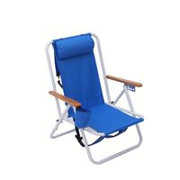 Chaise pliante pour le camping en plein air, la plage, chaise longue réglable portable à dossier haut avec accoudoirs en bois, appui-tête, légère