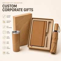 Coffret Cadeau d'Entreprise Personnalisé 2027 avec Couvercle et Base, Carnet, Gobelet Isotherme, Parapluie Pliant, Emballage avec Logo OEM
