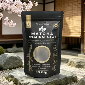Bolsas de Embalaje Resellables Negras Impresas Personalizadas, Bolsa Premium de 100g para Polvo de Alimentos, Matcha, Granos de Café, Té Verde, con Ventana - Product Image 3