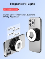 Lumière magnétique d'anneau de selfie compatible avec la lumière de remplissage de téléphone de Magsafe lumière vidéo réglable en continu extensible pliable