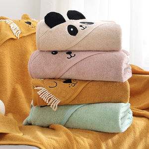 Serviette à capuche en tissu éponge doux pour nouveau-nés 90x90cm, motif animal, poncho bébé, très absorbante, séchage rapide, pour le bain et la piscine - Product Image 6
