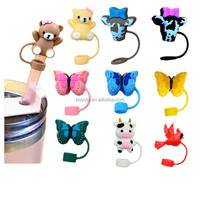 Capuchon de paille de vache en silicone 3D de 10mm, capuchon de protection de paille de vache, portable, réutilisable et drôle