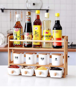 Étagère de rangement à épices à double niveau en bambou écologique personnalisable pour la <span class=keywords><strong>cuisine</strong></span> - Product Image 2