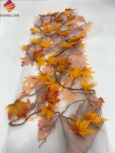 2025 nuova alta qualità 3D fiore ricamato <span class=keywords><strong>Tulle</strong></span> tessuto di pizzo a rete francese con motivo a foglia di pizzo ricamato per africano abito da sposa - Product Image 5