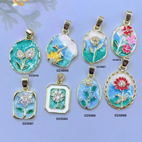 Colgantes de Tarot Artísticos Personalizados de Esmalte, Chapados en Oro de 18K, con Circonitas y Conchas de Coco, para Mujer, Suministros para Hacer Joyas DIY