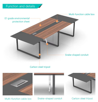 Table de collaboration de luxe pour cadres avec station de charge intégrée et goulottes de câbles, de qualité professionnelle, élégante, pour bureaux gouvernementaux