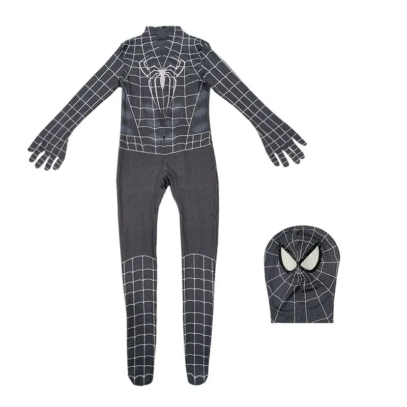 Cosplay Spiderman Halloween Costume Jogo de Filme Traje Pai-filhos Macacão Aranha Negra Crianças Homens Trajes Sexy 1-5 Dias