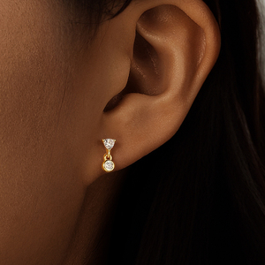 Pendientes de Aro Geométricos de Plata de Ley S925 con Diseño de Triángulo y Circonita, para Cartílago, Modernos para Mujer - Product Image 3