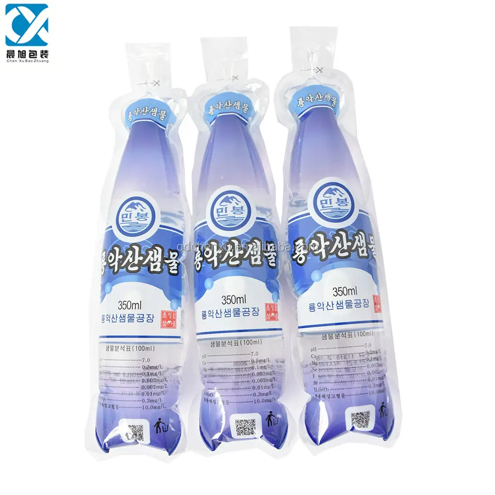 bottle shape stand up pouch plastic bag for water