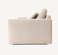 Canapé trois places droit en lin style Wabi-Sabi américain, couleur crème, pour petit appartement, mobilier design pour salon