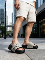 Sandales d'été pour hommes, mode, à boucle réglable, plateforme, en PU, simili cuir, respirantes, semelle épaisse, antidérapantes, décontractées, pour la plage