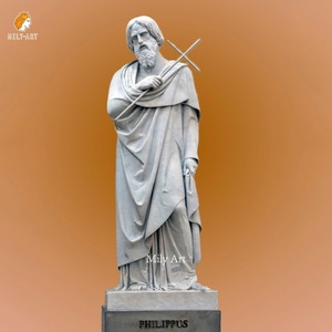 Estatua de San Tomás Apóstol Tallada a Mano en Piedra Natural de Mármol, Tamaño Real - Product Image 3