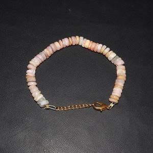 Bracelet perlé en opale rose naturelle de qualité AAA+ plaqué or 14 carats, cadeau d'anniversaire chrétien, forme ronde de 6 mm, style classique - Product Image 2