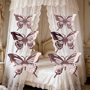 Farfalle Decorative in Metallo Oro Rosa, Set da 6 Pezzi, Decorazione da Parete, Ritagli per Decorazioni Festive - Product Image 6