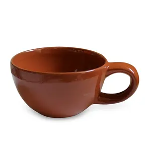 Caneca de sopa de cerâmica, stoneware, copo de chá com alça, terracota, atacado, caneca de café