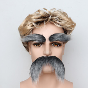 Barba falsa de Halloween para disfraz de fiesta, accesorio de bigote largo negro de Papá Noel - Product Image 2
