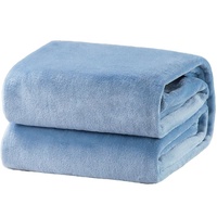 Plaid en flanelle polaire tricoté, uni, lavé, léger, super doux, luxueux, double couche