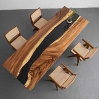 Vente en gros de table à manger design traditionnelle en bois et époxy pour le salon table basse en résine table à manger en résine