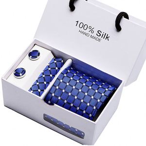 Promotion SEEYOME Men's <b>Tie</b> Square Cufflinks Nylon Fashionable Business Cooperation Wedding Gift Box Set Graduation Suit - Product Image 4