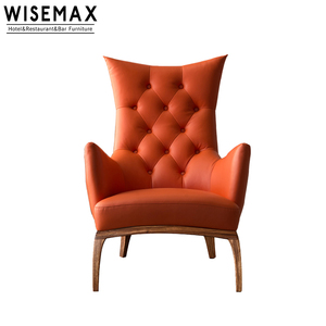 WISEMAX FURNITURE Mid Century Lounge Chaise Tigre à dossier haut Salon moderne <span class=keywords><strong>Fauteuil</strong></span> inclinable en <span class=keywords><strong>cuir</strong></span> <span class=keywords><strong>Chesterfield</strong></span> - Product Image 4
