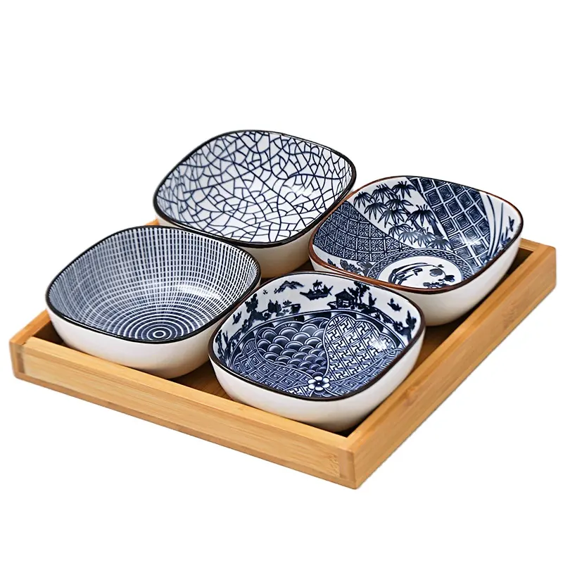 Japanese style small dish and square dessert dish