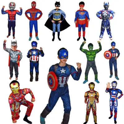 Wholesale Superhero Costume Spider man Muscle Children Halloween Boys Costume Superhero tv&movie Cosplay Party Costume for Kids