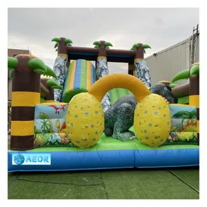 Inflatable khổng lồ khủng long Bouncer khóa học trở ngại Inflatable lâu đài bouncy Combo Trở ngại với trượt