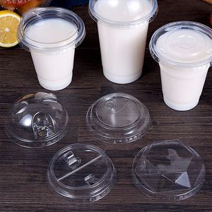 Vente en gros de gobelets en plastique PET transparents en forme de U pour bubble tea avec couvercles panda, couvercles plats et couvercles dôme - Product Image 2