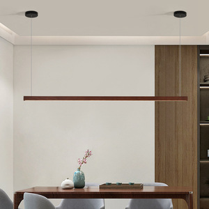 <span class=keywords><strong>Suspension</strong></span> linéaire en noyer, luminaire LED moderne pour salle à manger et îlot de cuisine, <span class=keywords><strong>suspension</strong></span> réglable - Product Image 3