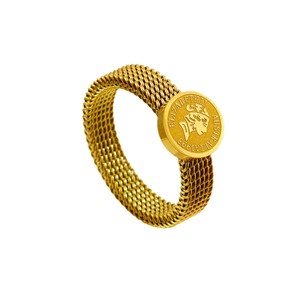 Queen <b>Coin</b> Mesh <b>Ring</b> | 18K PVD Gold Plated Stainless Steel Adjustable Fashion <b>Ring</b> for Women | Non Tarnish Wholesale Jewelry - Product Image 5